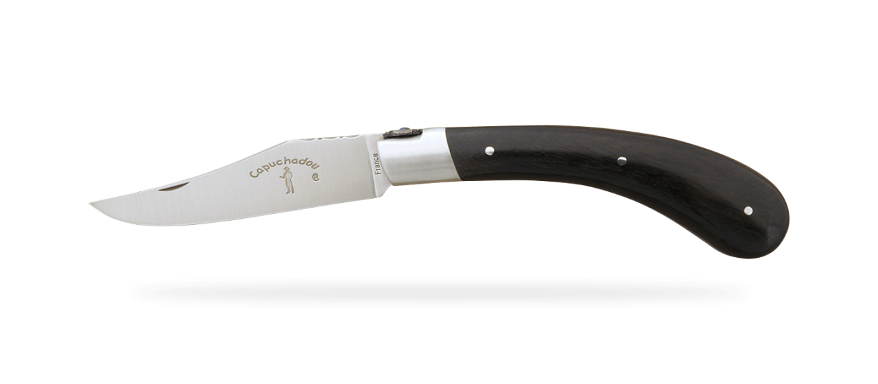 "Le Capuchadou®-Guilloché" 12 cm handmade knife, ebony