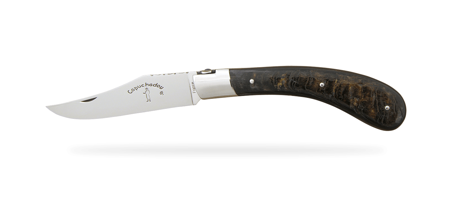 "Le Capuchadou®-Guilloché" 12 cm hand made knife, buffalo bark