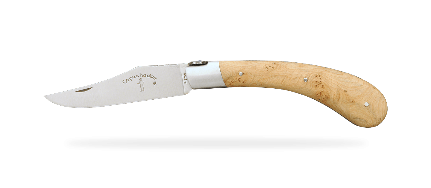 "Le Capuchadou®-Guilloché" 12 cm hand made knife, juniper