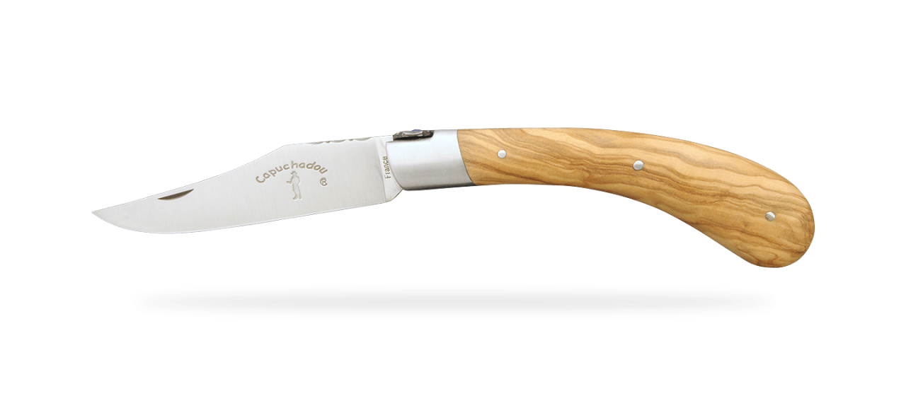"Le Capuchadou®-Guilloché" 12 cm hand made knife, olivewood