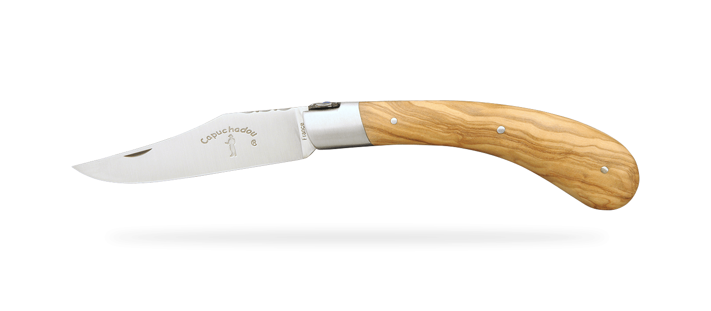 "Le Capuchadou®-Guilloché" 12 cm handmade knife, olivewood
