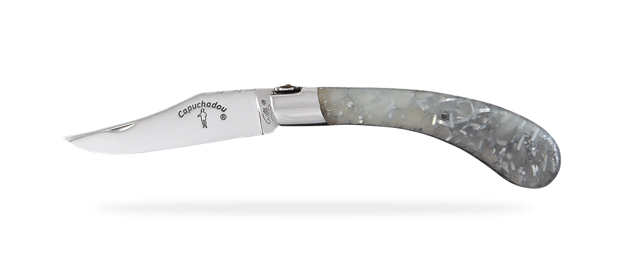 "Le Capuchadou®-Guilloché" 12 cm hand made knife, Phosphorescent