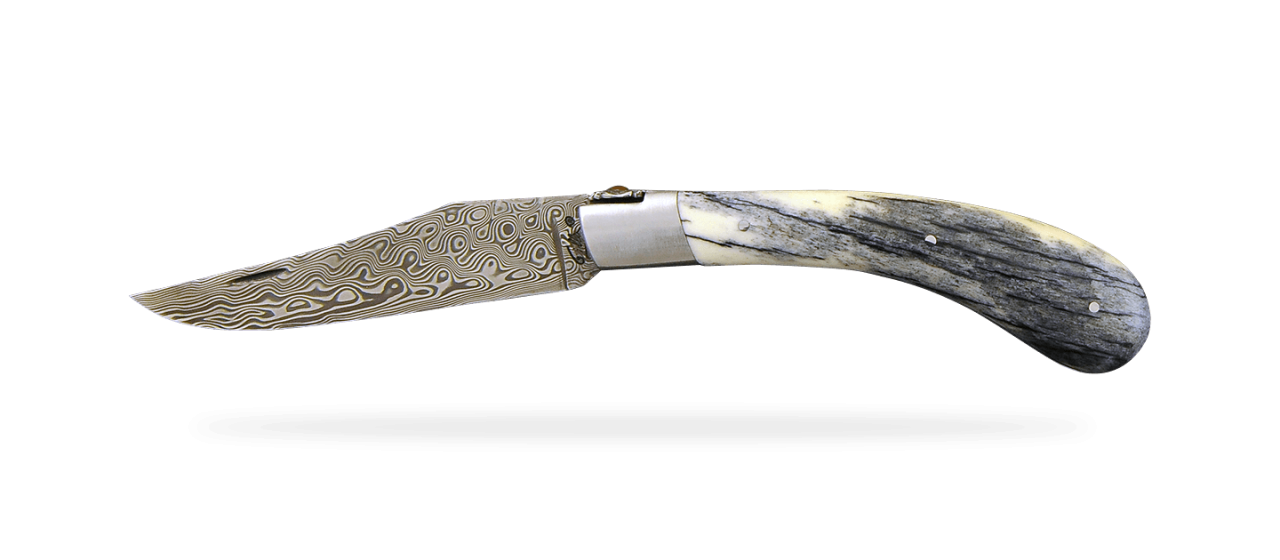 "Le Capuchadou®" 12 cm hand made knife, Real giraffe bone & Damascus