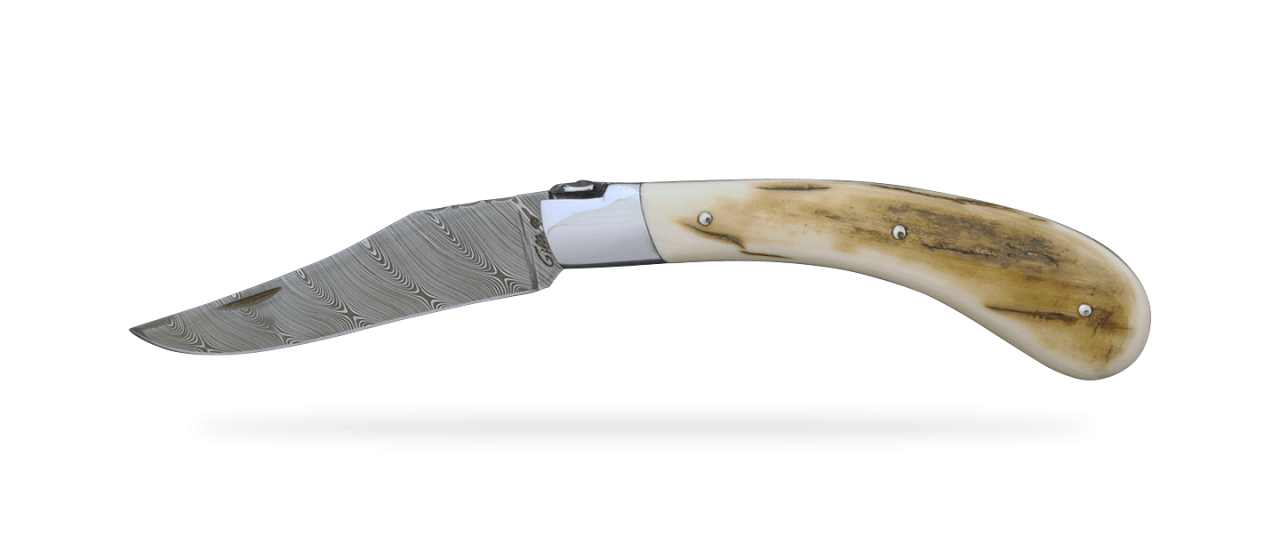 Le Capuchadou® 12 cm, ivoire de Mammouth fossile, Damas torsadé