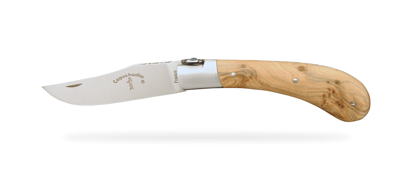 "Le Capuchadou®-Guilloché" 10 cm hand made knife, juniper