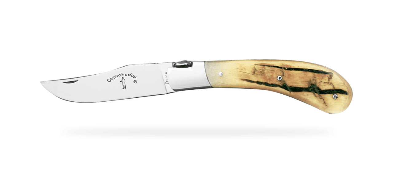 "Le Capuchadou®-Guilloché" 10 cm hand made knife, Ram horn