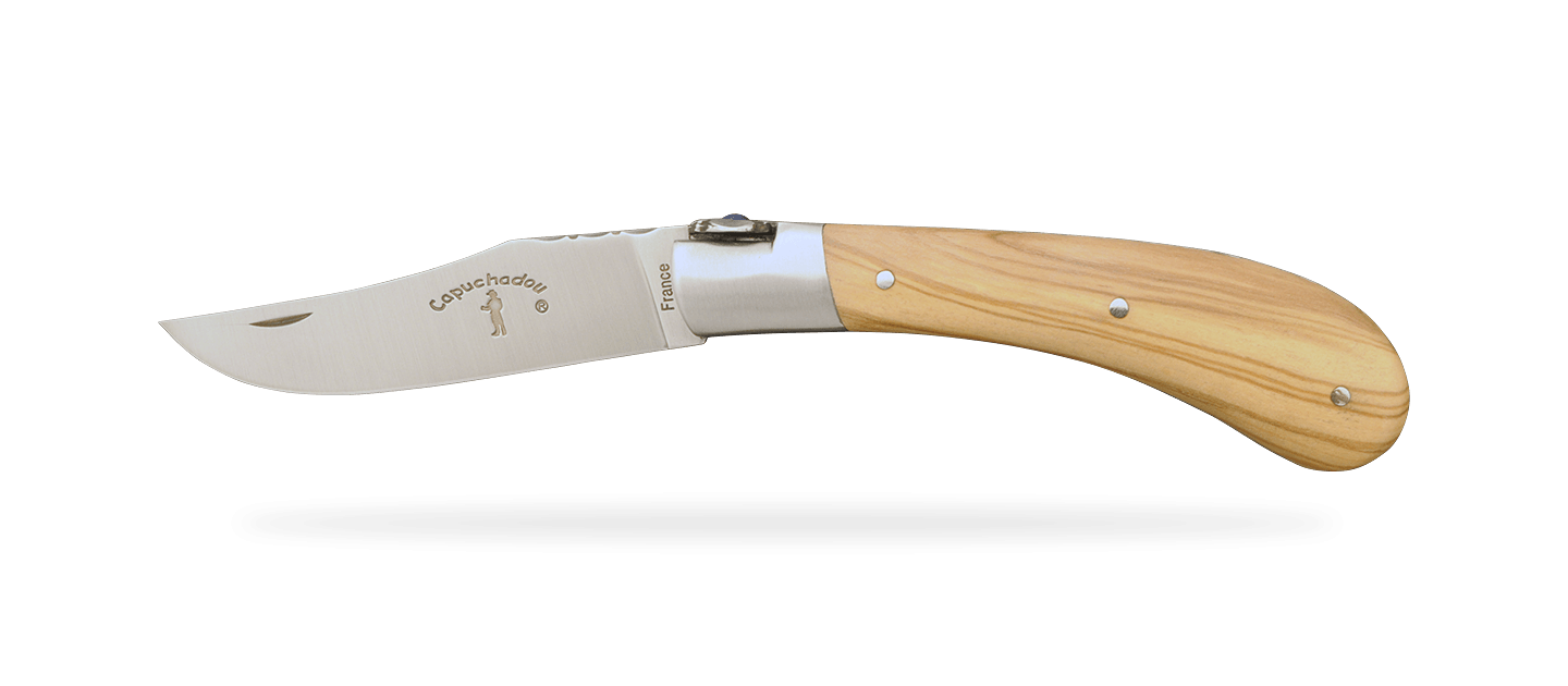 "Le Capuchadou®-Guilloché" 10 cm handmade knife, olivewood