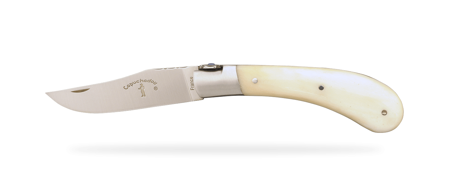 "Le Capuchadou®-Guilloché" 10 cm hand made knife, real bone