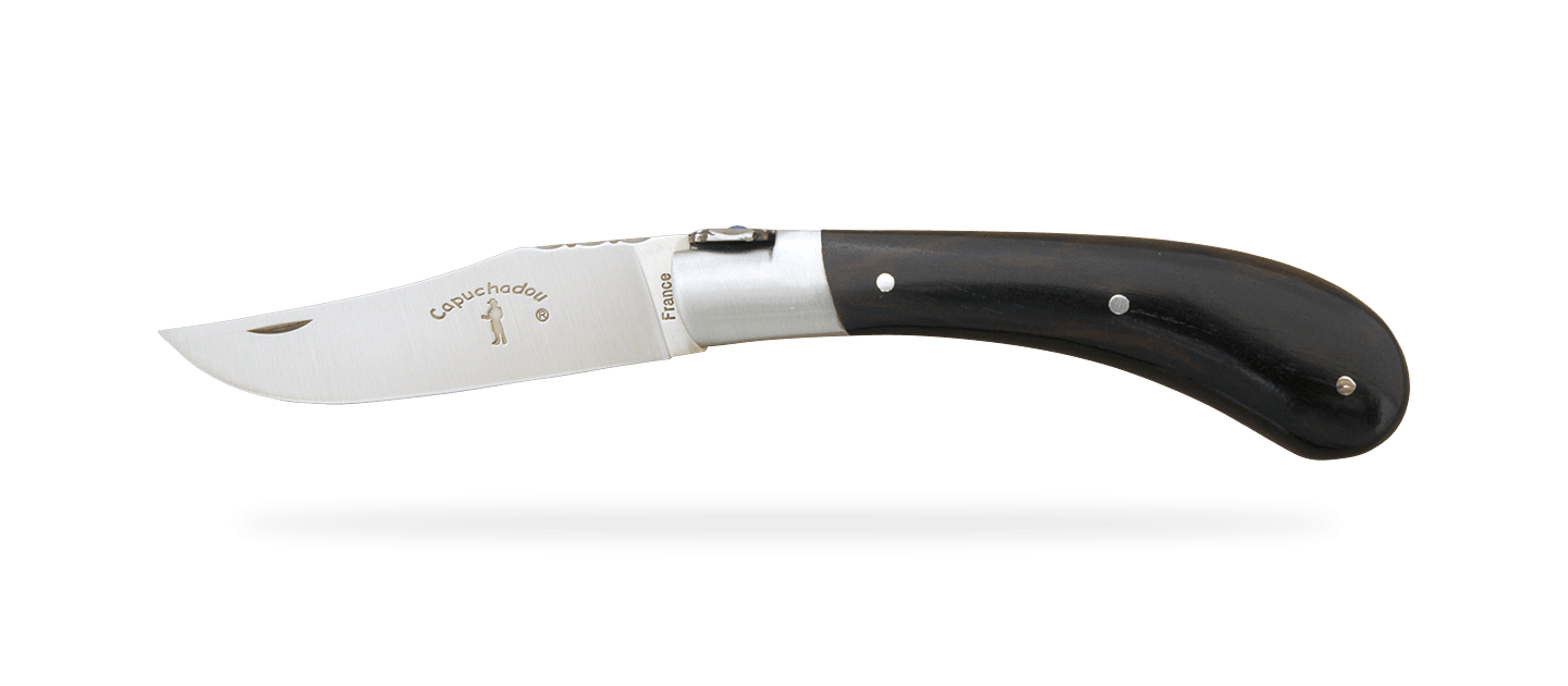 "Le Capuchadou®-Guilloché" 10 cm hand made knife, ebony