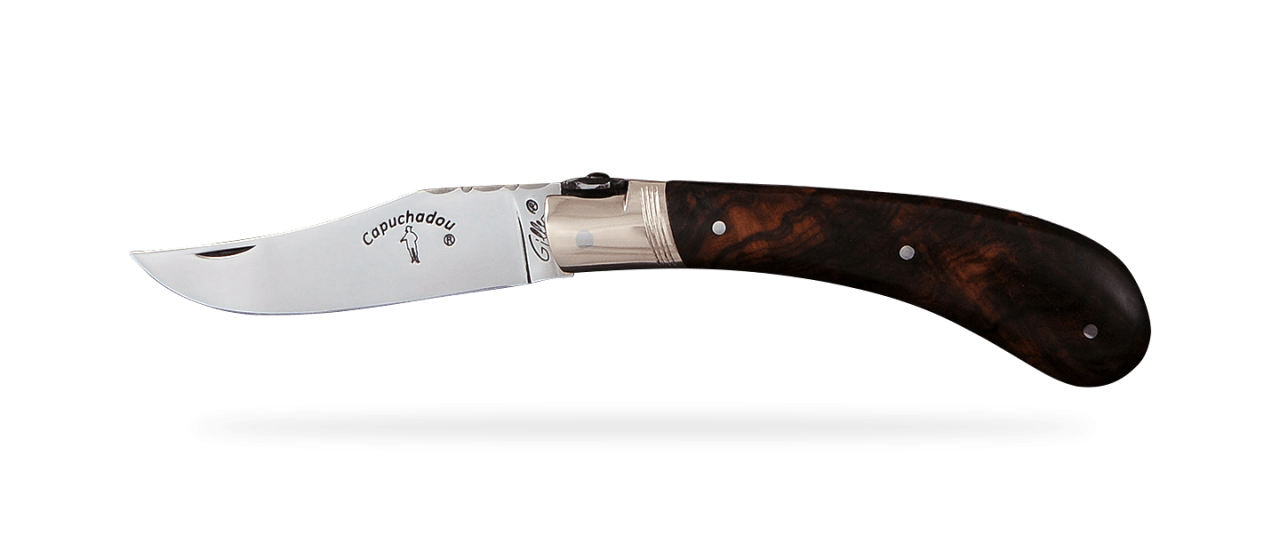 "Le Capuchadou®-Guilloché" 10 cm handmade knife, Ironwood