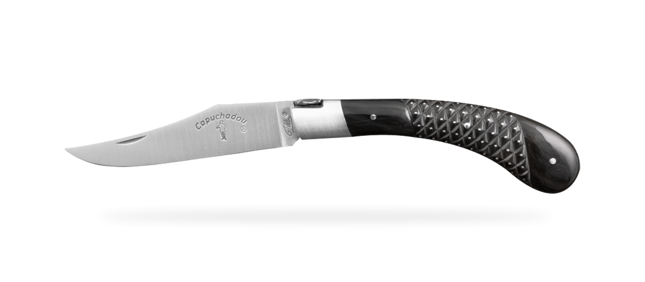 "Le Capuchadou®" 12 cm hand made knife, "Needles" Buffalo Horn Tip
