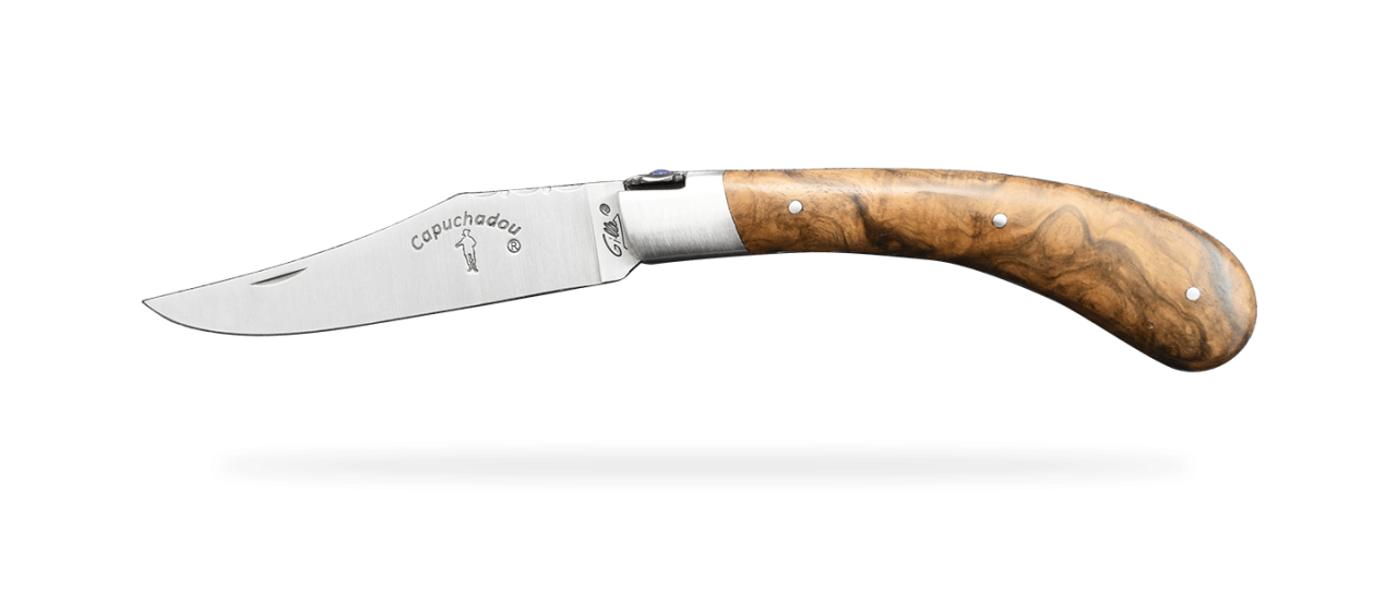 "Le Capuchadou®-Guilloché" 12 cm hand made knife, Walnut