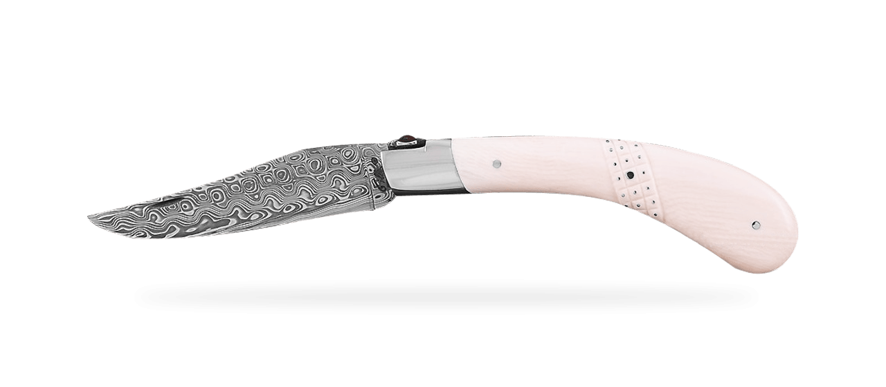 Le Capuchadou® Guilloché 12 cm 2014, Ivoire de mammouth blanc & Damas "Rose"
