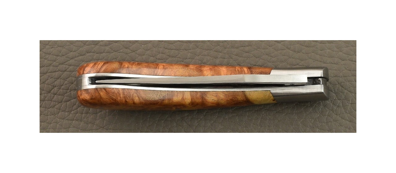 "Le Capuchadou®" 10 cm handmade knife, Amboyna burl