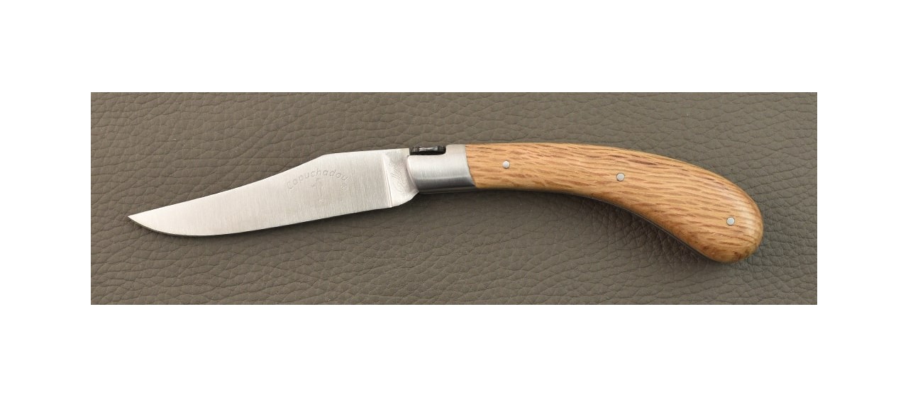 "Le Capuchadou®" 12 cm hand made knife, Green Oak