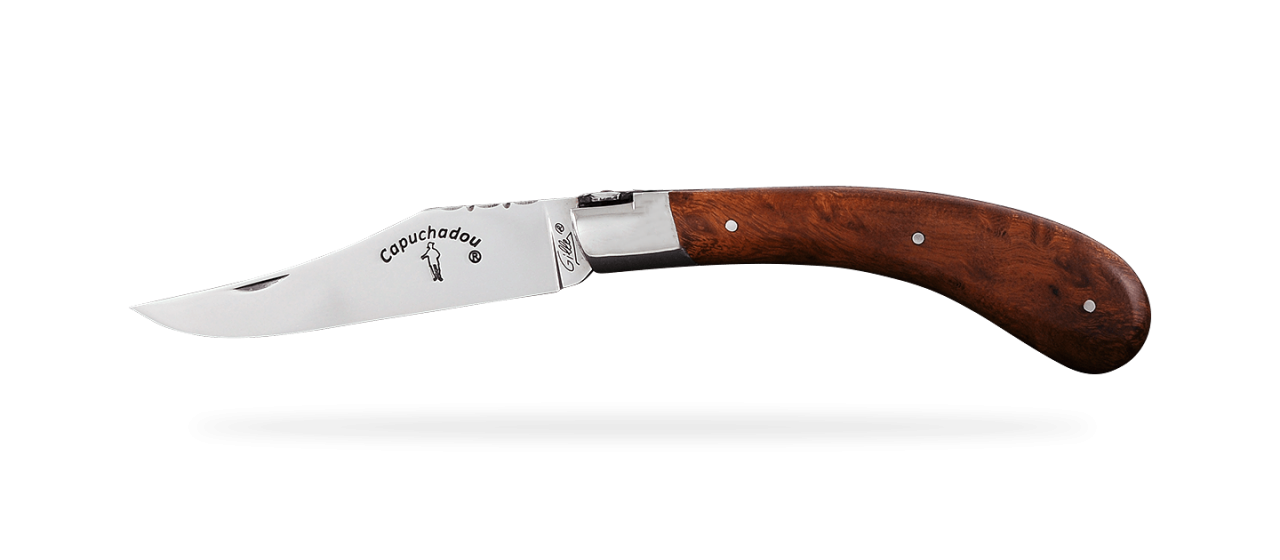 "Le Capuchadou®-Guilloché" 12 cm handmade knife, Ironwood